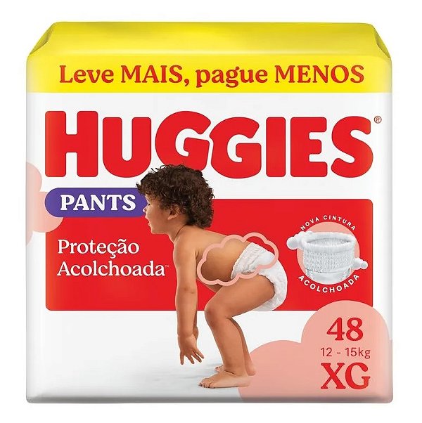 Fralda Huggies Pants Proteção Acolchoada tamanho XG com 48 unidades
