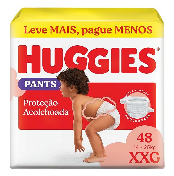 Fralda Huggies Pants Proteção Acolchoada tamanho XXG com 48 unidades