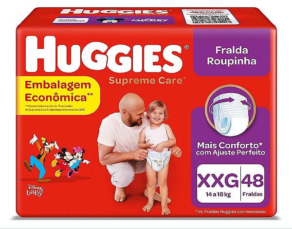 Fralda Huggies Roupinha Supreme Care  tamanho XXG com 48 unidades