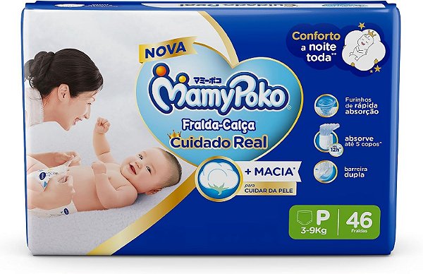 Fralda-Calça Mamypoko Cuidado Real tamanho P com 46 unidades
