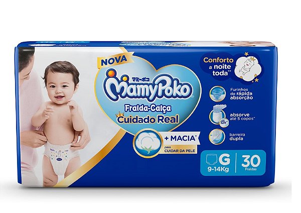 Fralda-Calça Mamypoko Cuidado Real tamanho G com 30 unidades