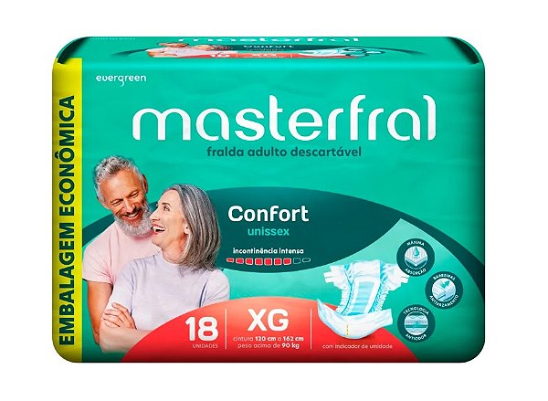 Fralda Geriátrica Unissex Masterfral Confort tamanho XG com 18 unidades
