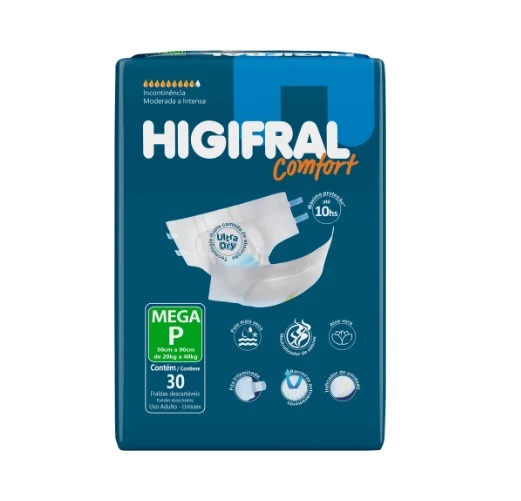 Fralda Geriátrica Higifral Confort tamanho P com 30 unidades