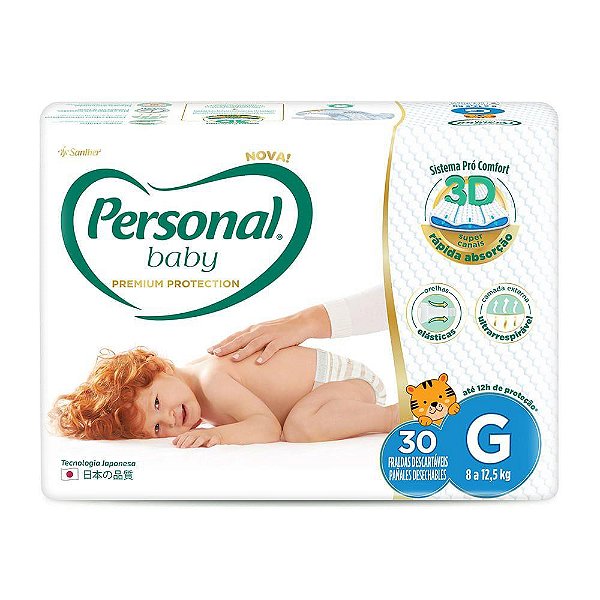 Fralda Infantil Personal Baby Premium Protection tamanho G com 30 unidades