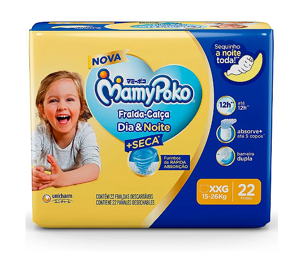 Fralda-Calça Mamypoko Dia&Noite tamanho XXG com 22 unidades