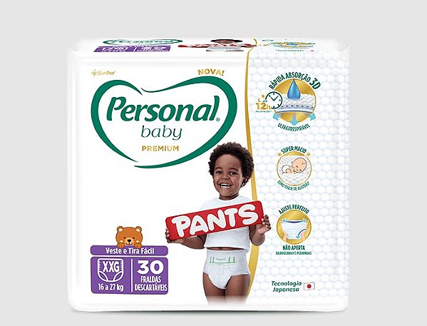 Fralda Roupinha Personal Baby Premium Pants tamanho XXG com 30 unidades