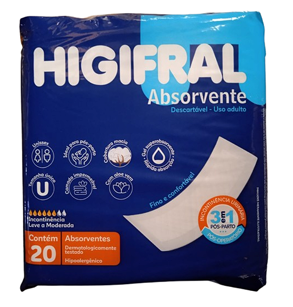 Absorvente Geriátrico Higifral com 20 unidades