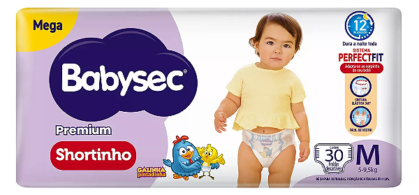 Fralda Roupinha Babysec Premium Shortinho tamanho M com 30 unidades