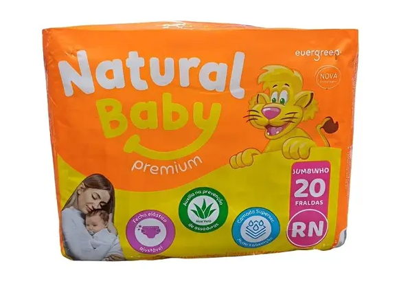 Fralda Infantil Natural Baby Premium tamanho RN com 20 unidades