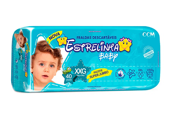 Fralda Infantil Estrelinha Baby tamanho XXG com 40 unidades