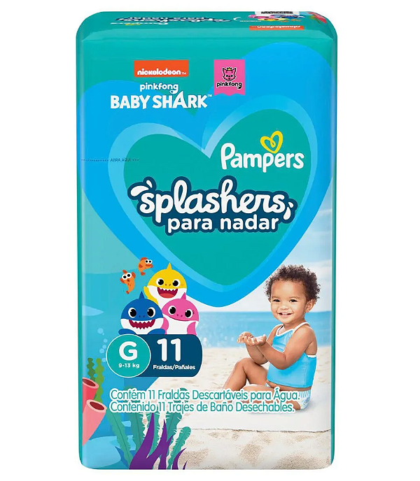 Fralda Pampers Praia e Piscina Splashers Baby Shark G com 11 unidades -  DiskFraldas