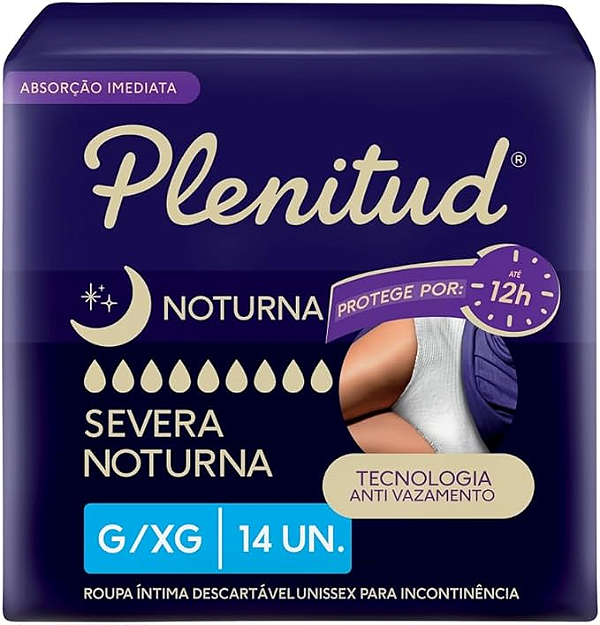 Roupa Íntima Plenitud Noturna tamanho G/XG contém 14 unidades