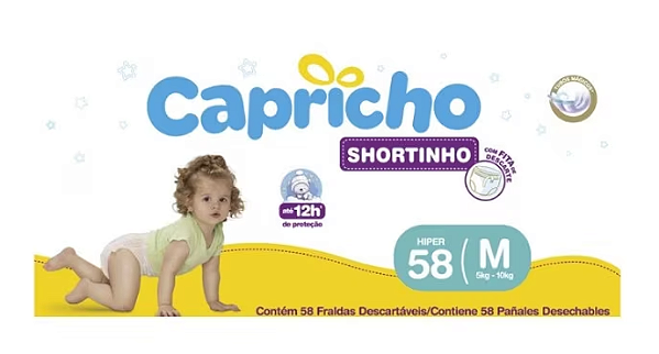 Fralda Capricho Shortinho tamanho M com 58 unidades