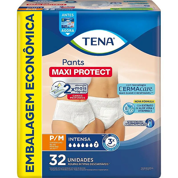 Roupa Íntima Tena Pants Maxi Protect tamanho P/M com 32 unidades