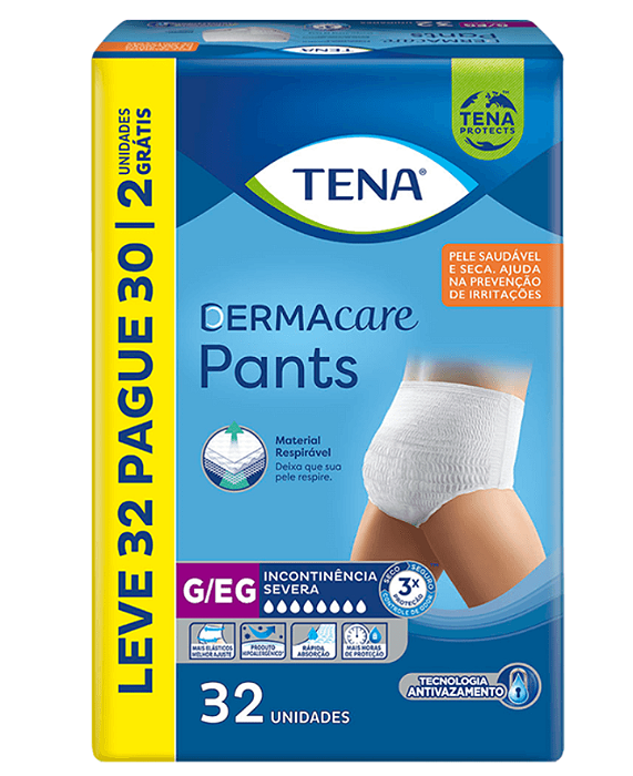 Roupa Íntima Tena Pants Dermacare tamanho G/XG com 32 unidades