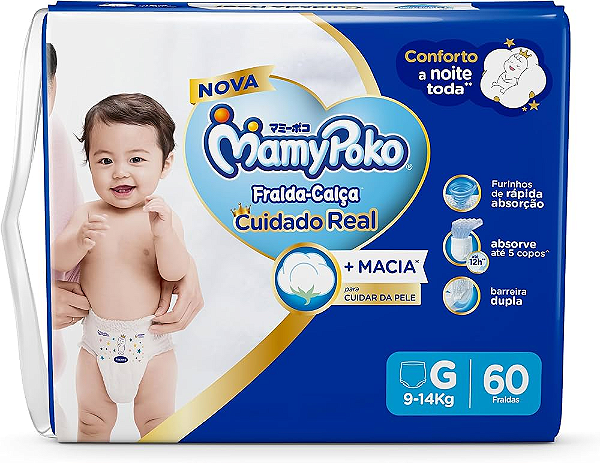 Fralda-Calça Mamypoko Cuidado Real tamanho G com 60 unidades