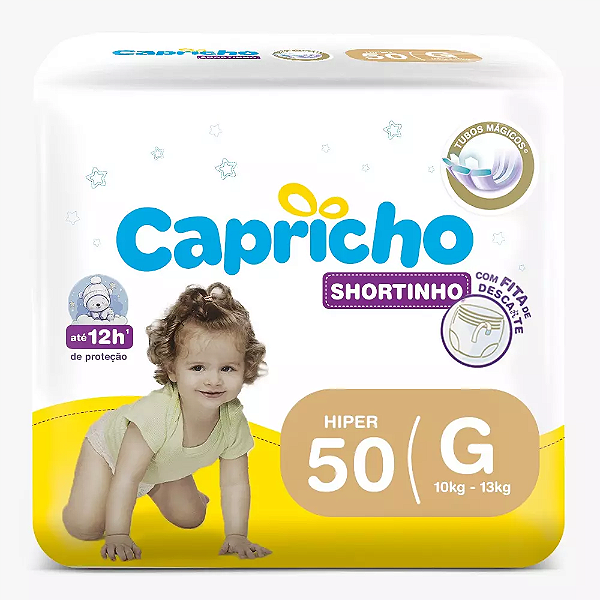 Fralda Capricho Shortinho tamanho G com 50 unidades