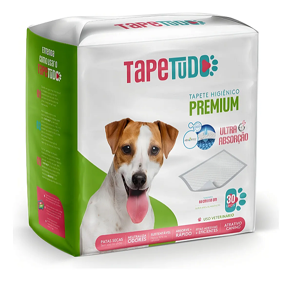 Tapete Higiênico Premium Tapetudo para Cães com 30 unidades - 60x55cm
