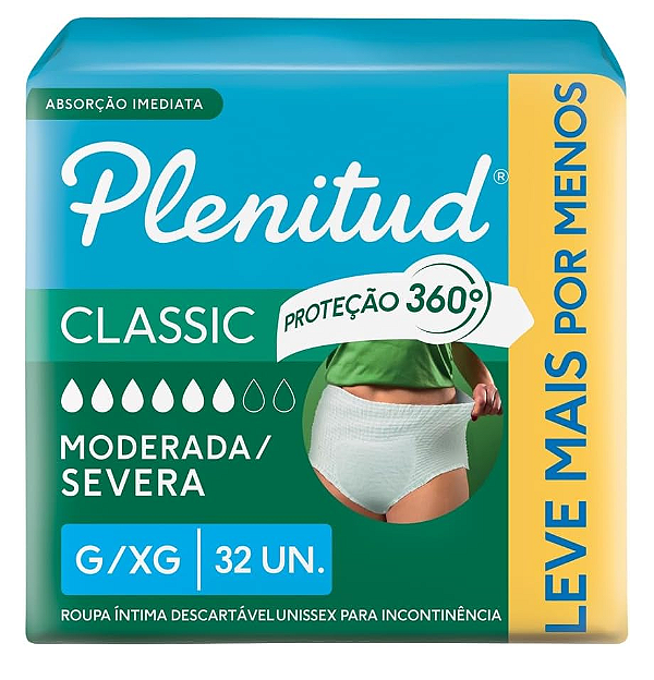 Roupa Íntima Plenitud Classic tamanho G/XG com 32 unidades