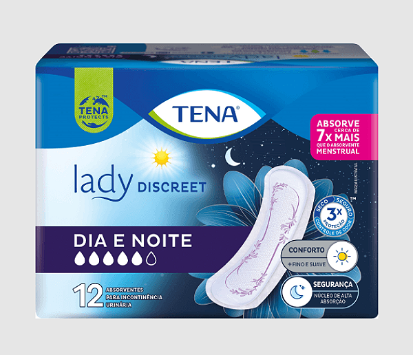 Absorvente Tena Lady Discreet Dia e Noite com 12 unidades