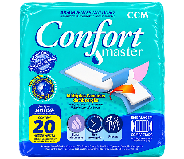 Absorvente Geriátrico Confort Master contém 20 unidades