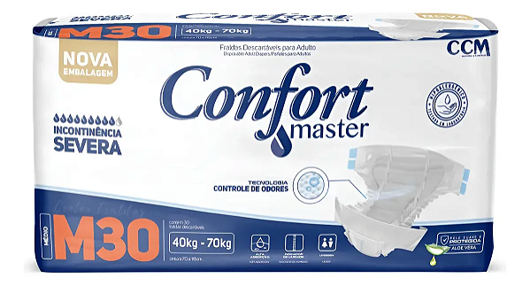Fralda Geriátrica Confort Master tamanho M com 30 unidades