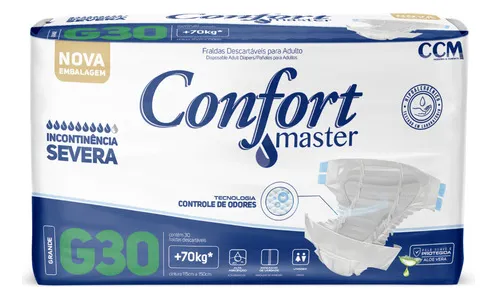 Fralda Geriátrica Confort Master tamanho G com 30 unidades