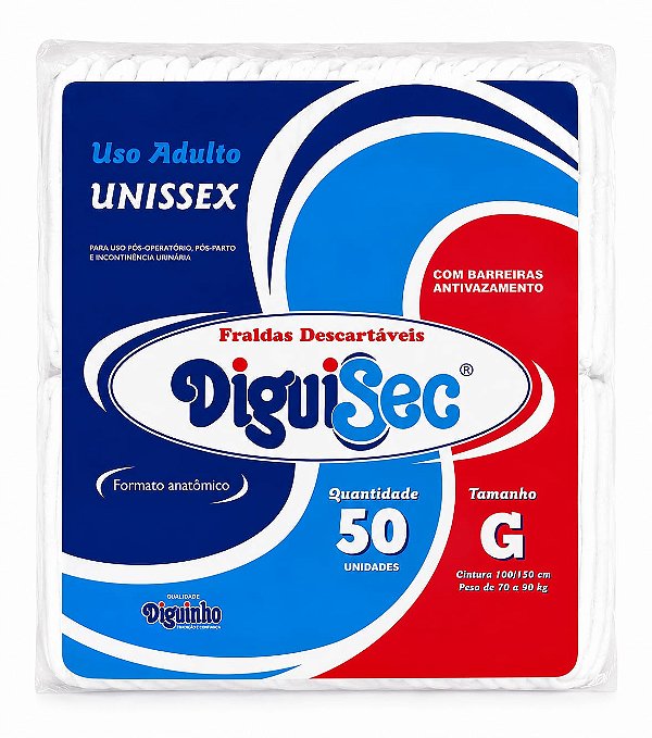 Fralda Geriátrica Diguisec tamanho G com 50 unidades
