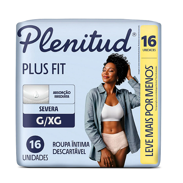 Roupa Intima Plenitud Plus Fit tamanho G/XG com 16 unidades