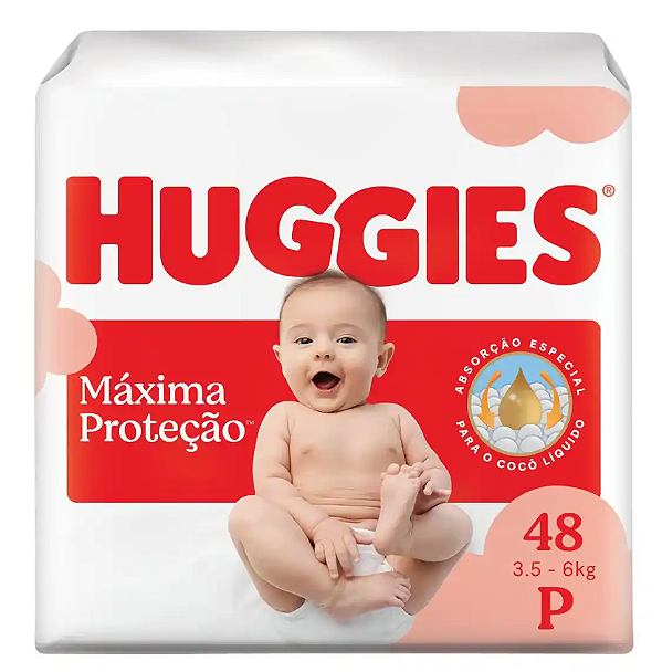 Fralda Infantil Huggies Máxima Proteção tamanho P com 48 unidades
