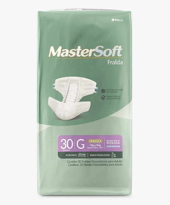 Fralda Geriátrica Mastersoft Econômico tamanho G com 30 unidades