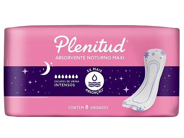Absorvente Plenitud Noturno Maxi com 8 unidades