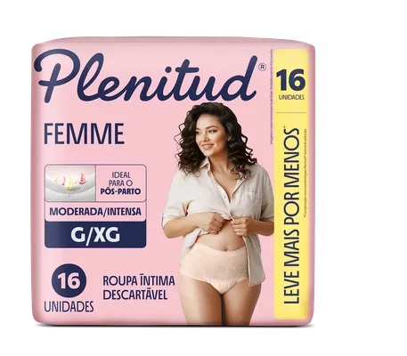 Roupa íntima Plenitud Femme Pós-Parto tamanho G/XG com 16 unidades