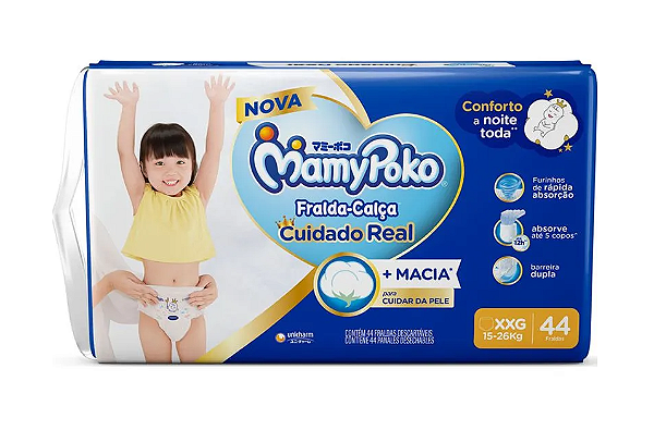 Fralda-Calça Mamypoko Cuidado Real tamanho XXG com 44 unidades