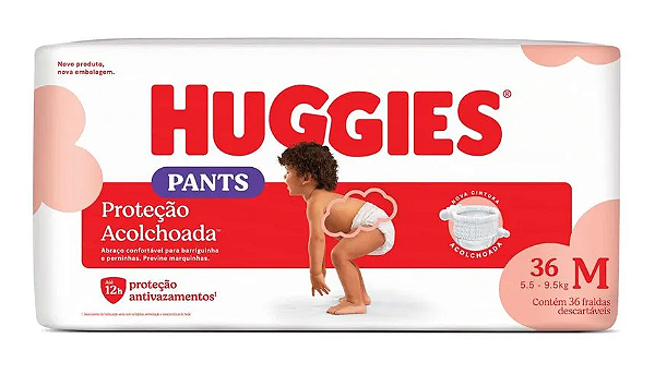 Fralda Huggies Pants Proteção Acolchoada tamanho M com 36 unidades
