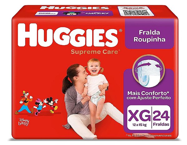 Fralda Roupinha Huggies Supreme Care tamanho XG com 24 unidades