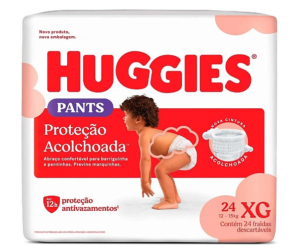 Fralda Huggies Pants Proteção Acolchoada tamanho XG com 24 unidades