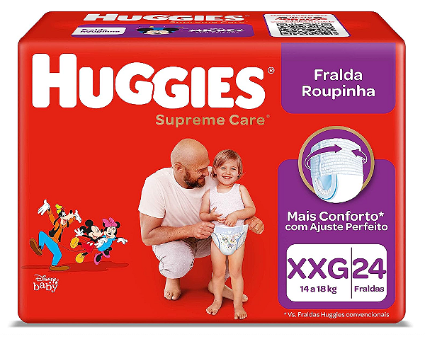 Fralda Roupinha Huggies Supreme Care tamanho XXG com 24 unidades