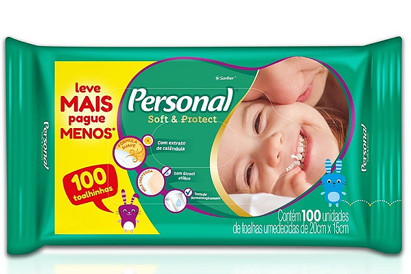 Toalha Umedecida Personal Baby contém 100 unidades - 1428