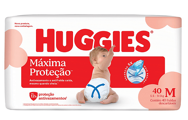 Fralda Infantil Huggies Máxima Proteção tamanho M com 40 unidades