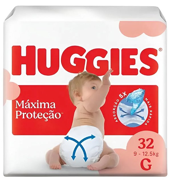 Fralda Infantil Huggies Máxima Proteção tamanho G com 32 unidades