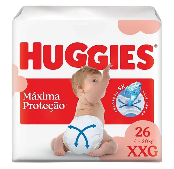 Fralda Infantil Huggies Máxima Proteção tamanho XXG com 26 unidades