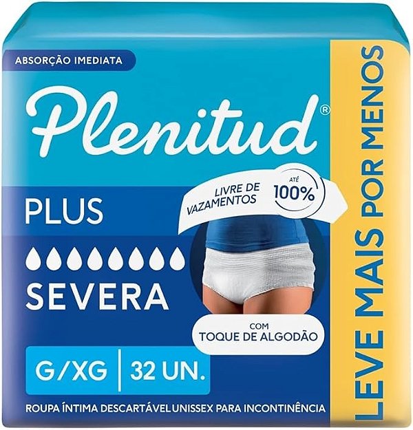 Roupa Íntima Plenitud Plus tamanho G/XG com 32 unidades