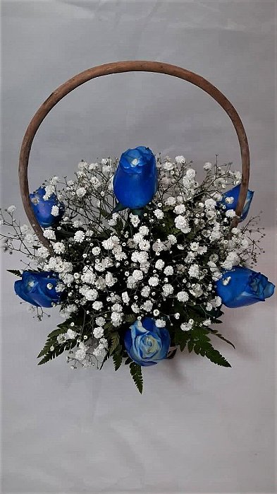 ARRANJO ROSA AZUL MEIA DÚZIA