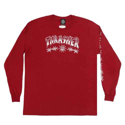 Camiseta Manga Longa Thrasher Magazine Barbed Wire - Vermelho