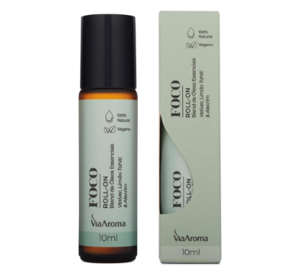 Roll-On Blend Óleos Essenciais Foco Via Aroma - 10ml
