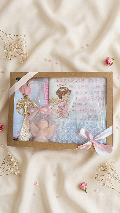 Kit Maternidade e Batizado Santo Anjo Bordado – Luxo