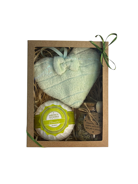 Kit Presente Autocuidado SPA em Casa - Sabonete Avatim Bambu, Escalda-Pés e Esponja