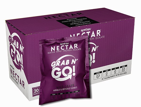New GRAB N'GO NECTAR SYNTRAX - Whey Isolado Importado sabor Uva (CAIXA COM 20 SACHES)