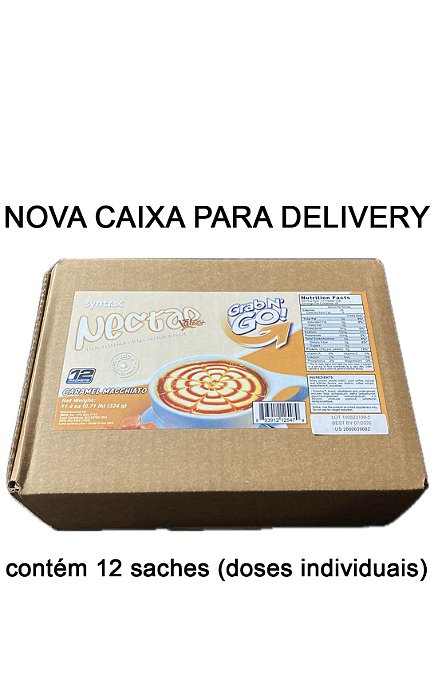 GRAB N´GO Nectar Syntrax - Whey Isolado Importado Sabor Caramel Macchiato - CAIXA COM 12 SACHES